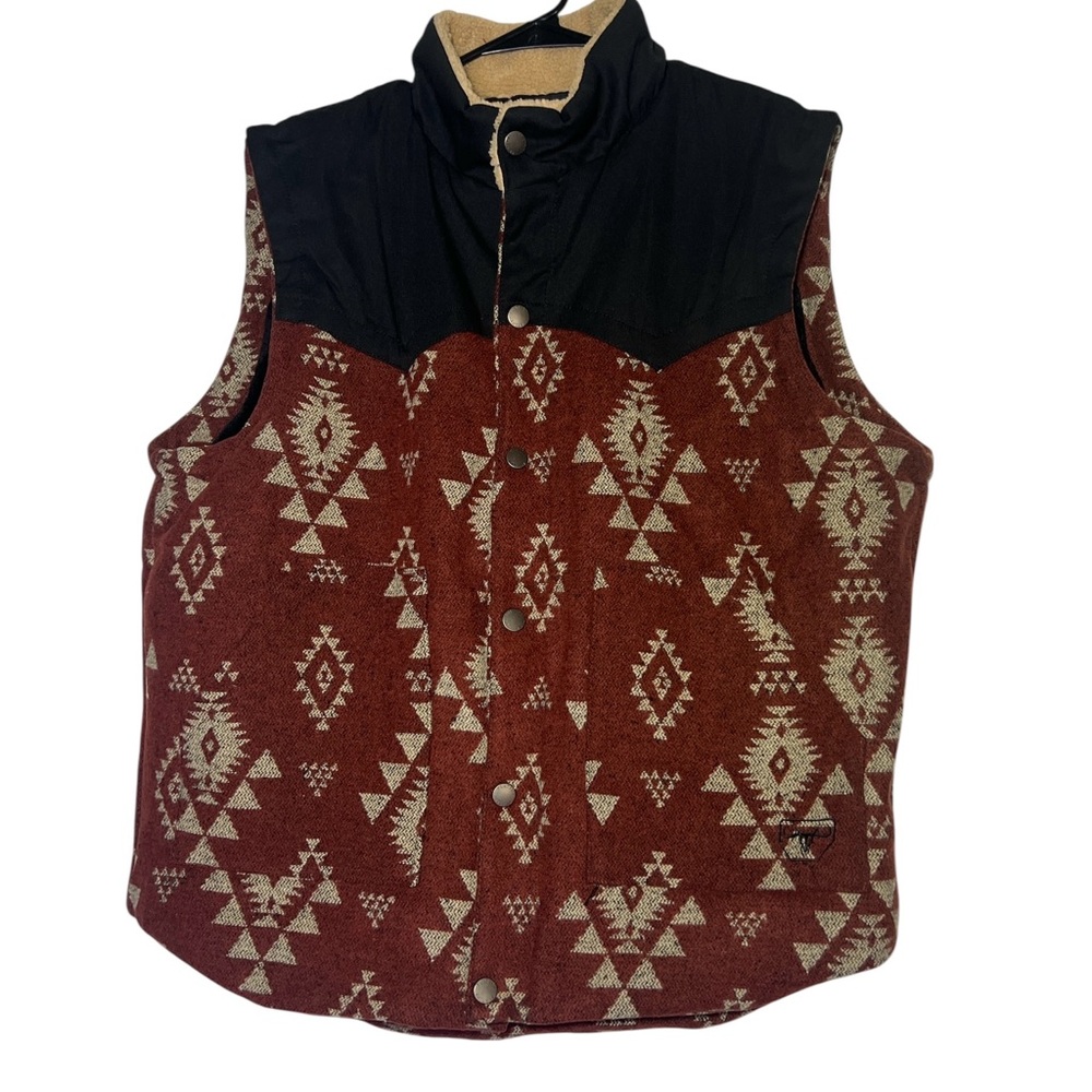 Men's Geometric Pattern Vest - Black and Brown 2X NWT